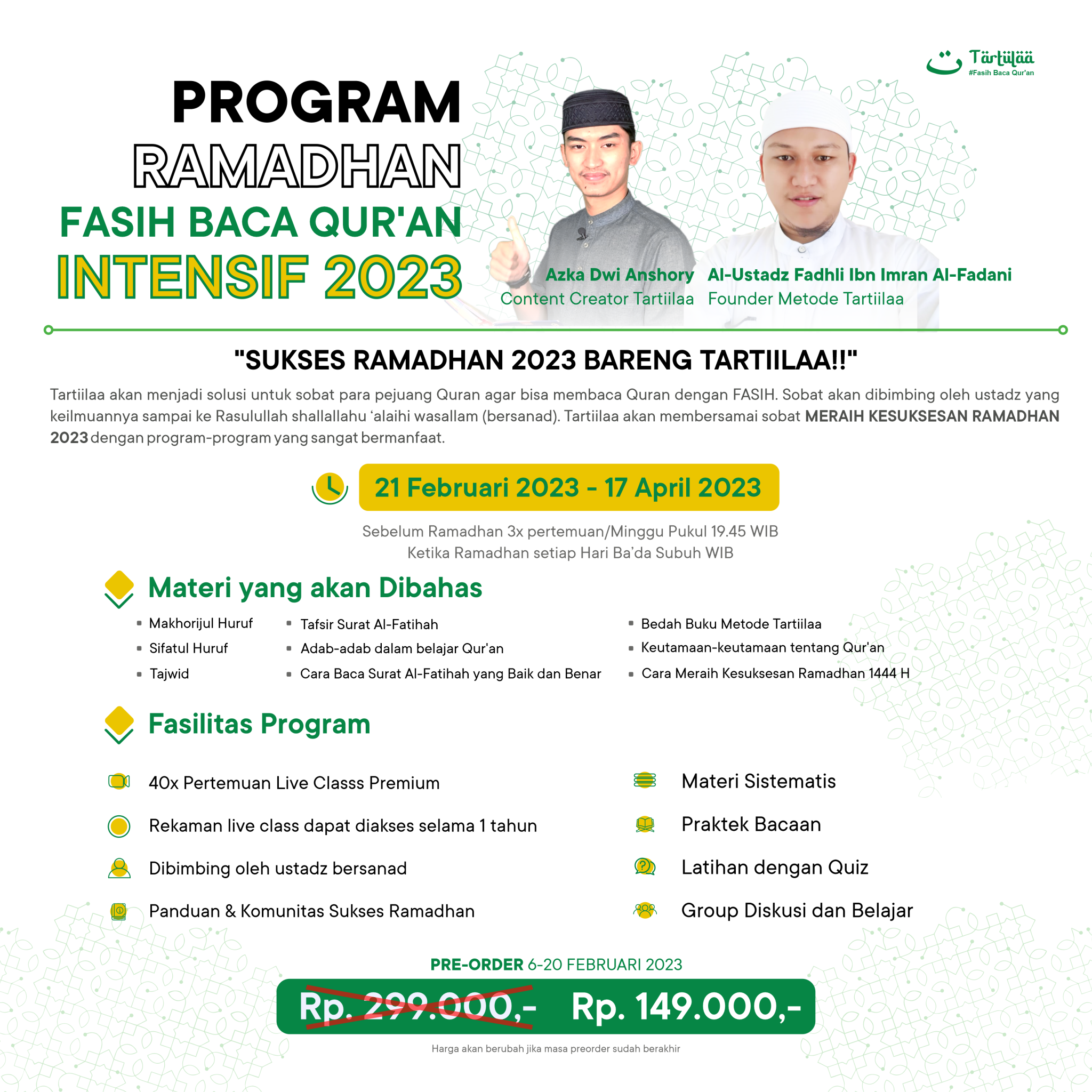 Tartiilaa quran Fasih baca quran Belajar baca quran Belajar baca qur'an Kelas Belajar baca qur'an belajar baca quran online Program Ramadhan Fasih Baca Qur'an Kelas belajar quran intensif